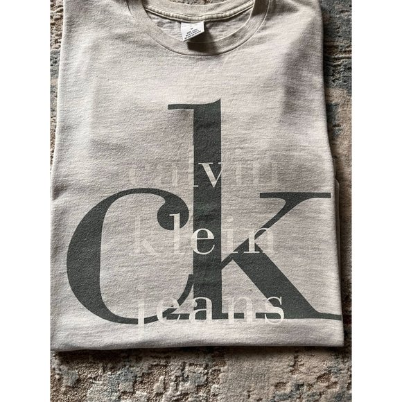 CALVIN KLEIN JEANS VINTAGE MENS LOGO T SHIRT SIZE M GREY WHITE BLACK 90S Y2K - Picture 4 of 4